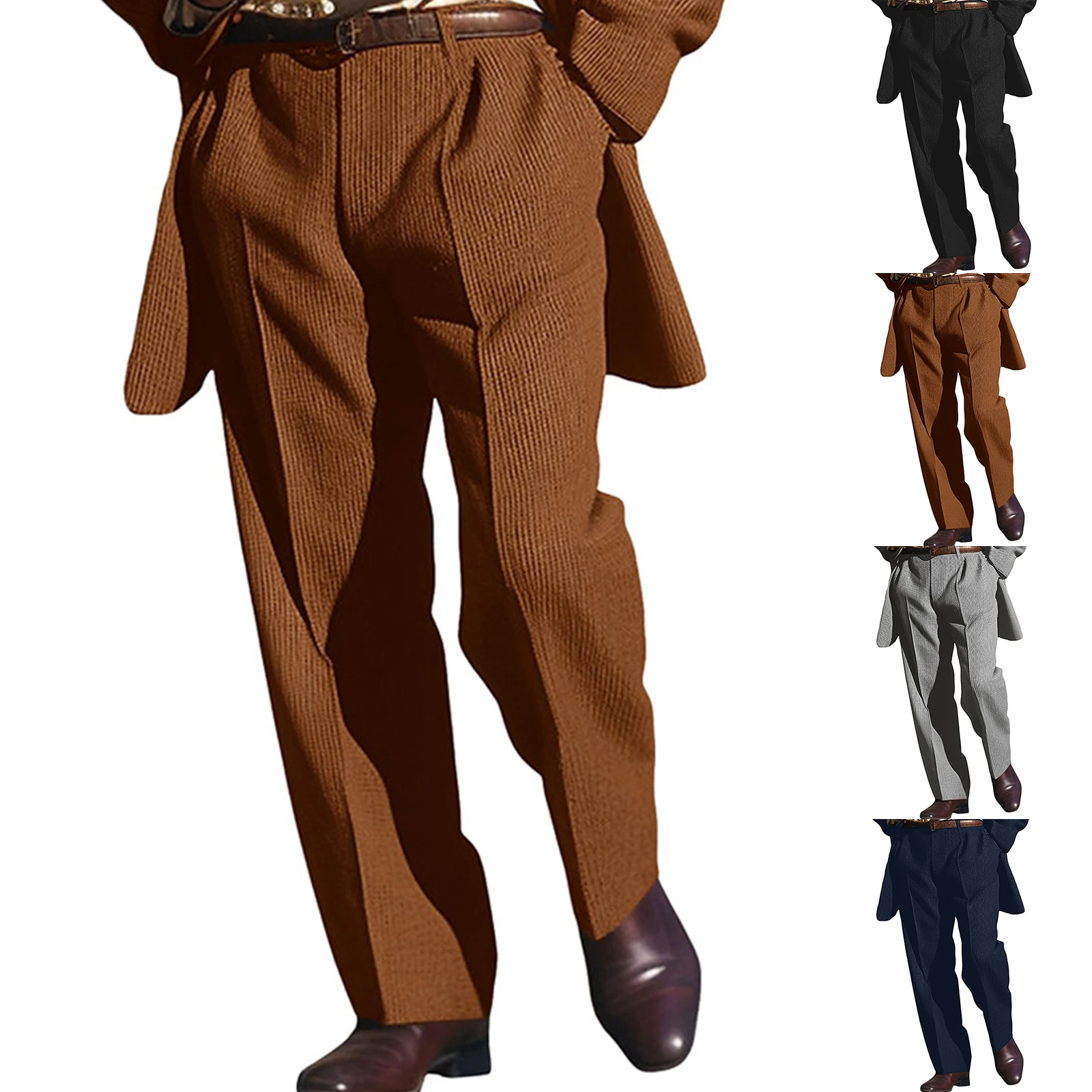 

Male Pleated Corduroy Pant Classic Casual Fit Pant Comfortable Material Suitable For Variety Occasion Enough For Daily Wearing