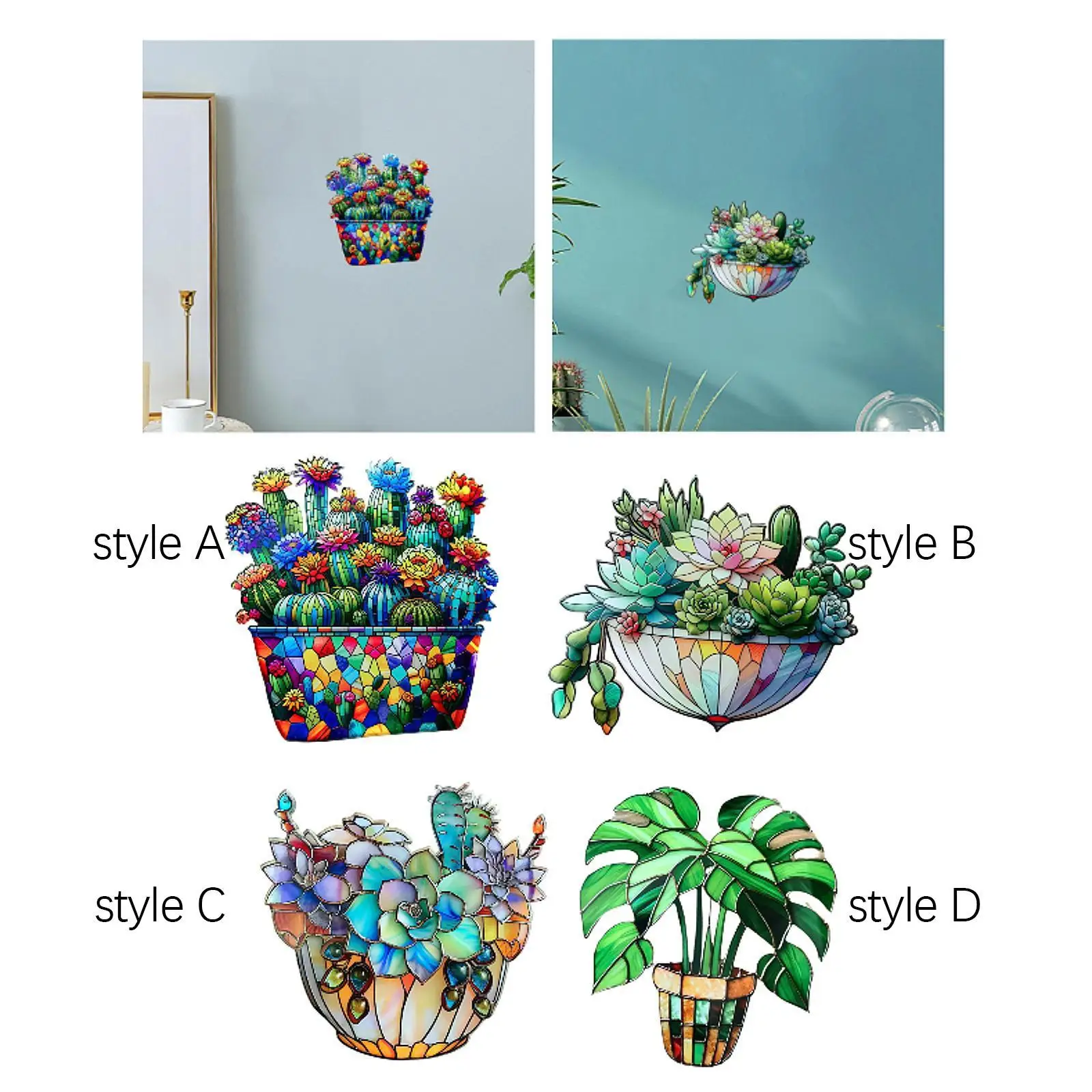 

Potted Plants Hanging Sign Flat Planter Plaque for Living Room Porch Window