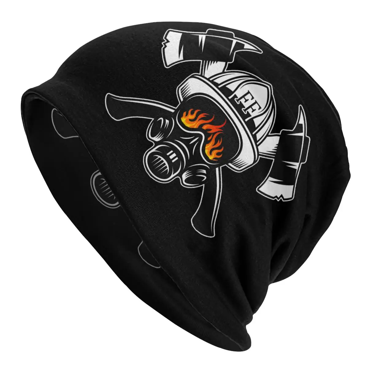 Custom Firefighter Skull Beanies Caps For Unisex Streetwear Winter Warm Knitting Hat Adult Fireman Fire Rescue Bonnet Hats