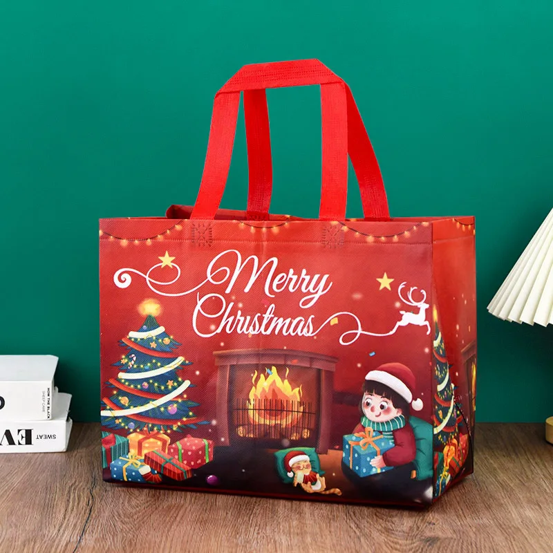 Weihnachts-Einkaufstasche mit Griffen, Weihnachtsmann, Schneemann, Süßigkeiten, Geschenkverpackung, Tasche, Frohe Weihnachten, Neujahr, Party, Dekoration, Noel-Einkaufstasche – Detail 6
