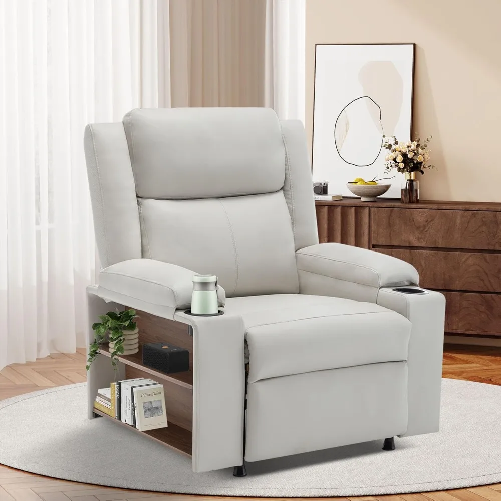 

Recliner Chair for Adults Recliner Chair with Massage and Heat, Reclining Comfy Single Sofa with Side Storage and Cup Holders Th