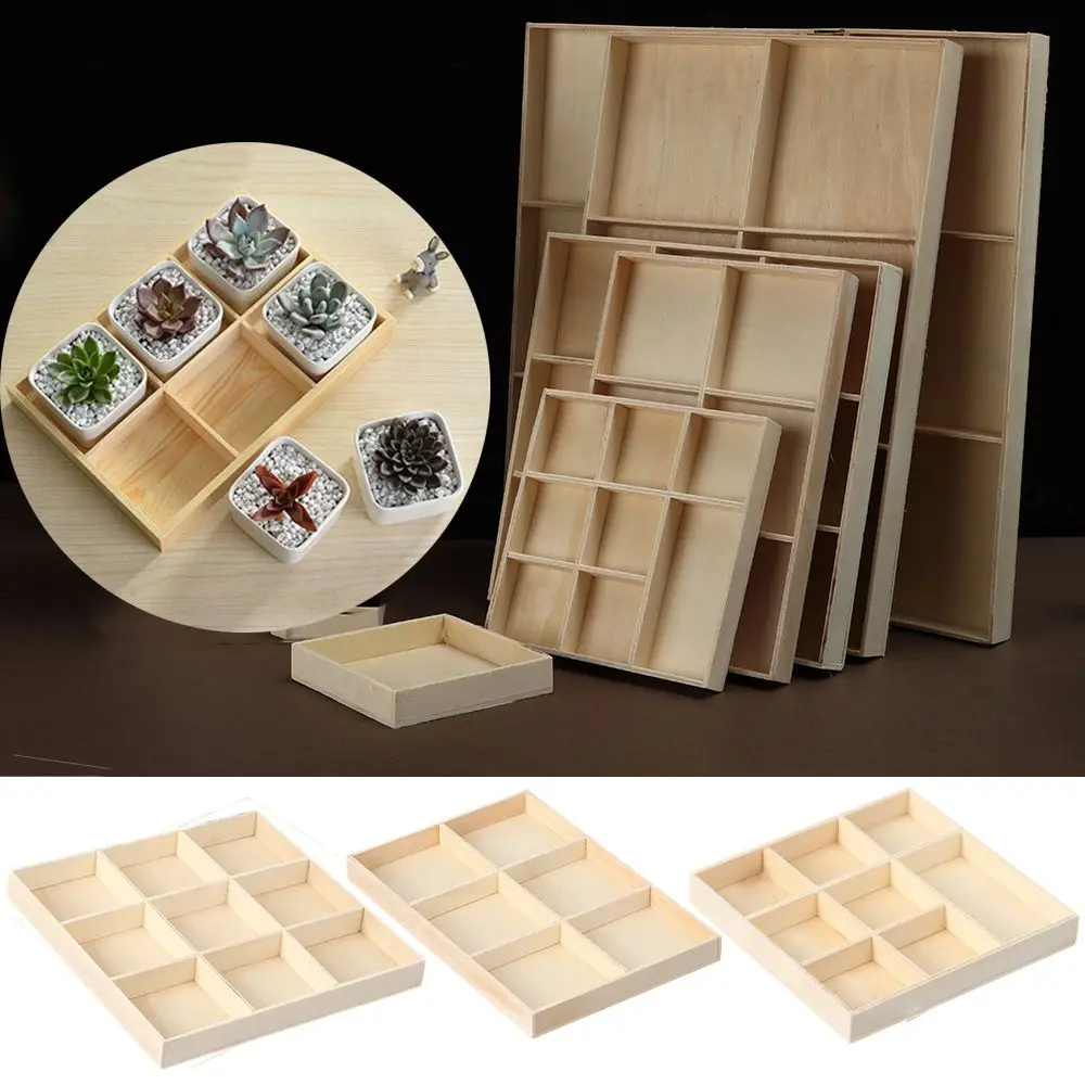 Tool Storage Plant Pot Stand Jewelry Display Pallet Flowerpot Wood Tray Storage Wooden Box Bonsai Holder Desktop Organizer