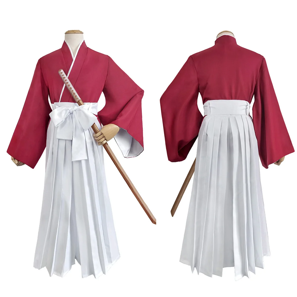 

Red Cosplay Costume for Men as Lone Samurai Soujiro Seta Anime Festival loween Traditional Japanese Kimono Costume