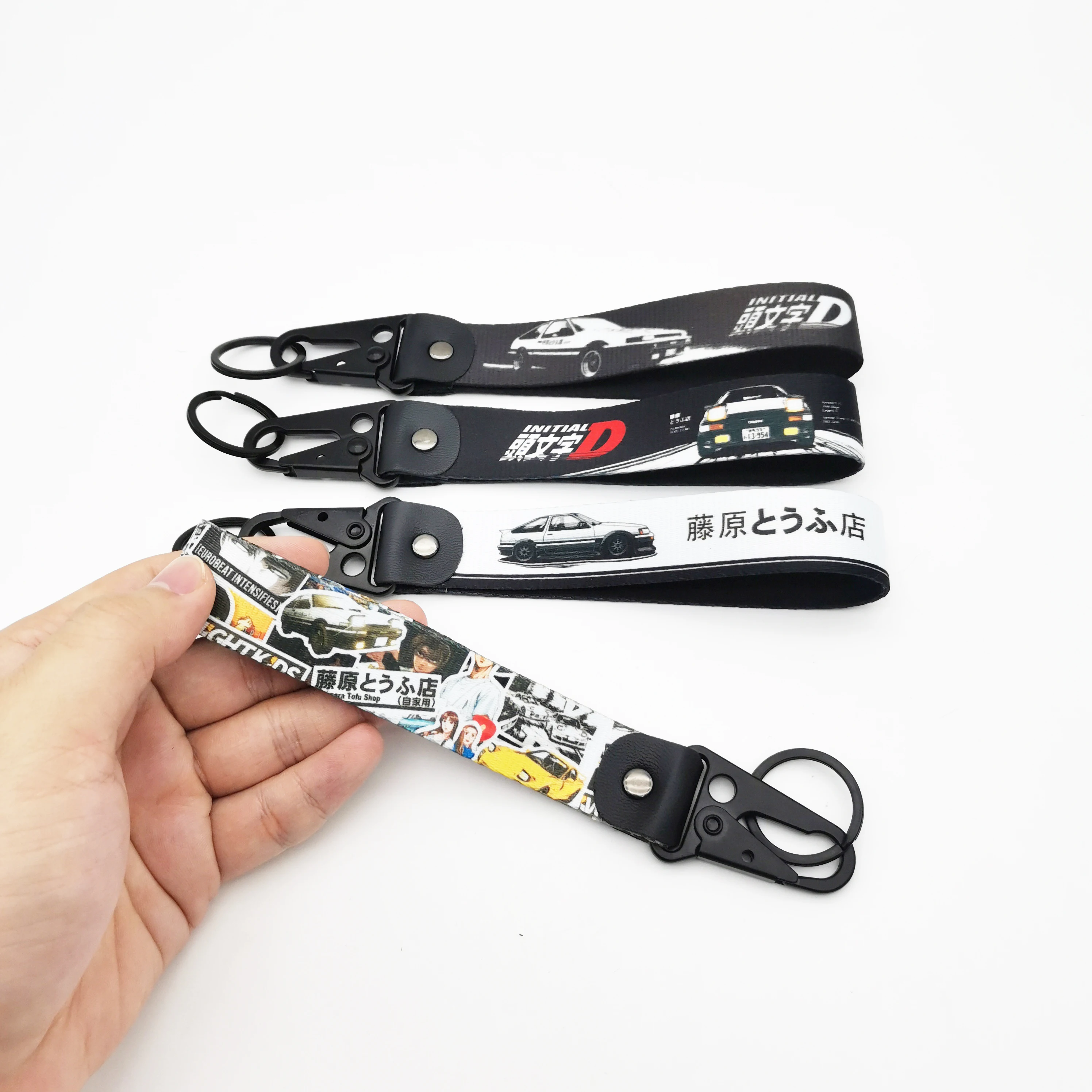 JDM Keychain Keyring Initial D Fujiwara Tofu Shop Cloth key Tags AE86 Lanyard Key Holder Car Motorcycle Spring Clip Accessories