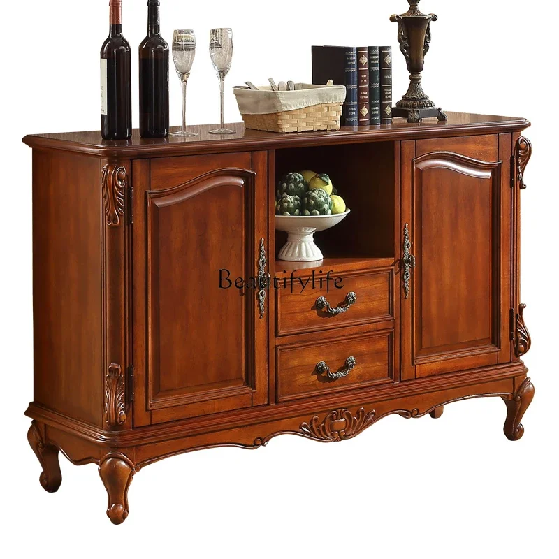 

LJYAmerican-Style Solid Wood Cupboard Hallway Kitchen Storage Tea Cabinet