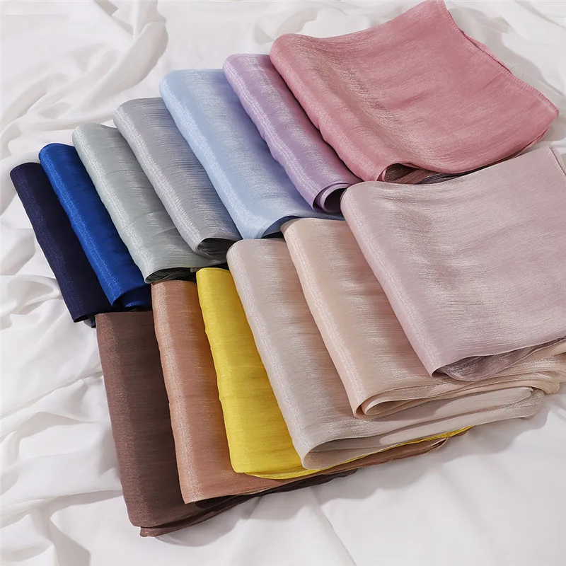 Women Smooth Imitation Silk Scarves Neckerchief Shawls Turban Headscarf Tudung Bawal Veil Scarf Hijab Bandanas Muslim Hijabs