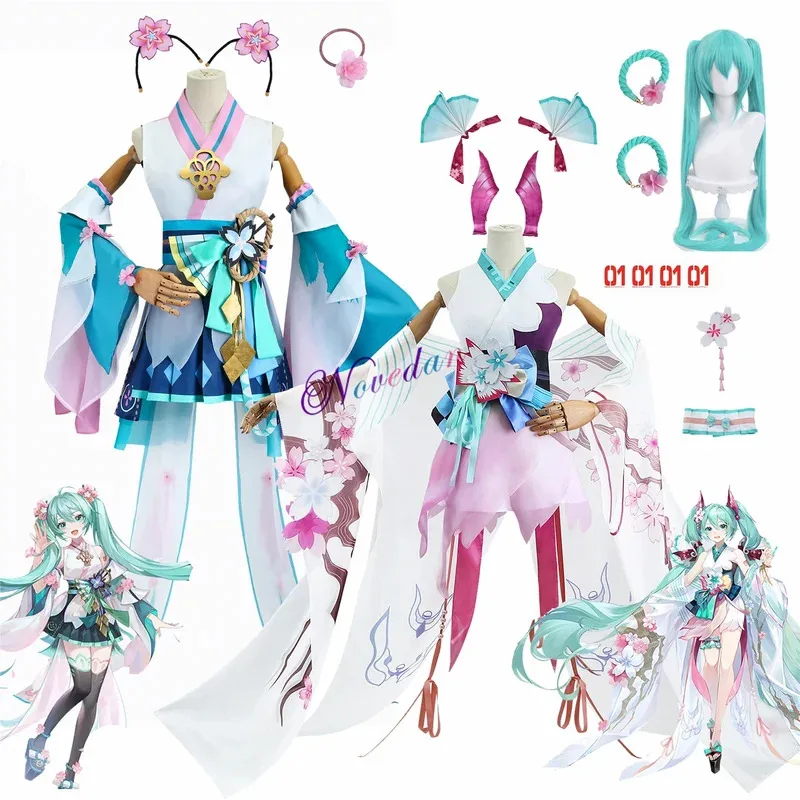 

Anime Miku Cosplay Costume Game Onmyoji X MIKU Linkage SSR Full Set Miku Cosplay Dress Wig Shoes Uniform Outfit Props Halloween