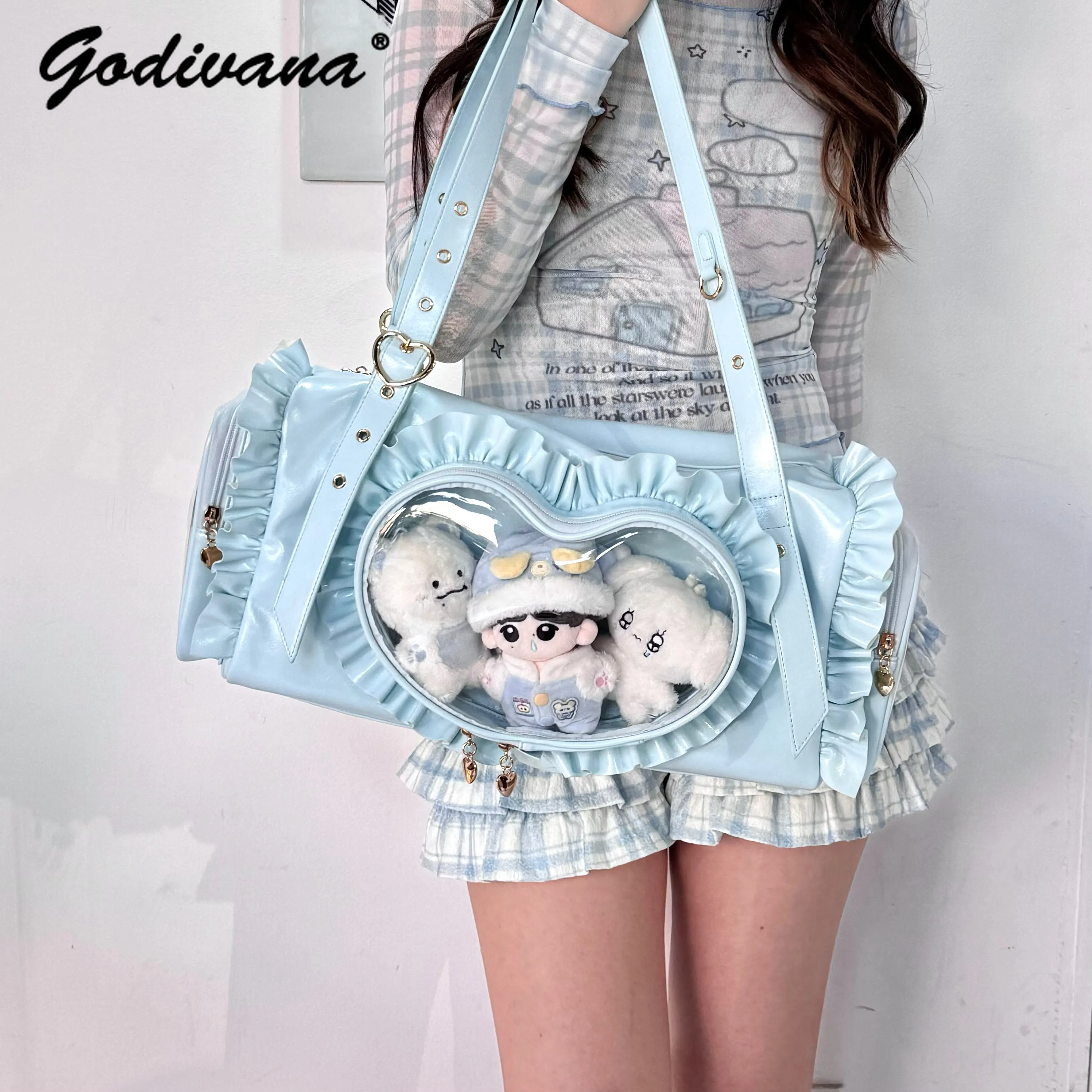 Original Heart Lace Itabag Large Capacity Student Girls Shoulder & Crossbody Baby Doll Bag Women's Tote Handbags