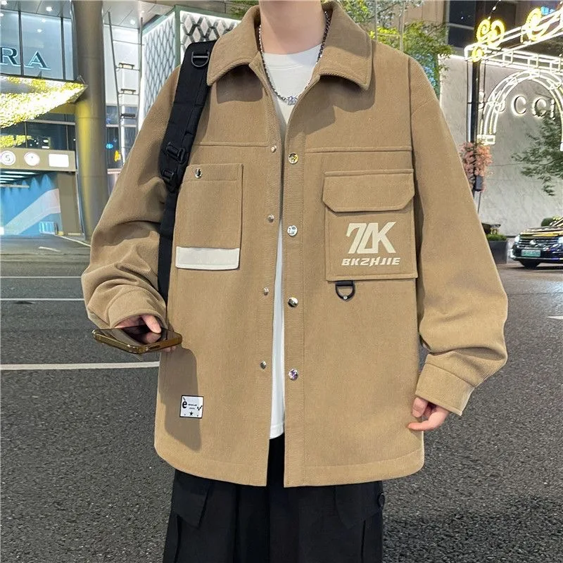 

Мужская куртка American Sle свободного кроя с отложным воротником, весенне-осеннее повседневное пальто, модная брендовая верхняя одежда с длинными рукавами