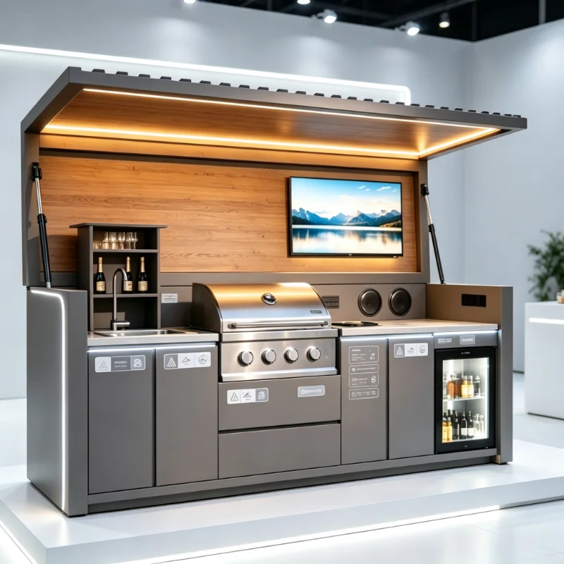 Sleek Custom Modern Aluminum Outdoor Kitchen Cabinets for Villa Backyard Outdoor Cooking and Party Area