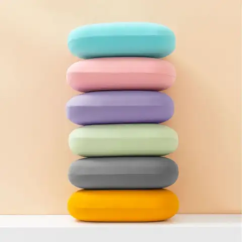 Comfortable Sponge Nap Pillow Portable Office Soft Neck Pillow Fashion Macaron Color Cervical Support Travel Sleeping Pillow