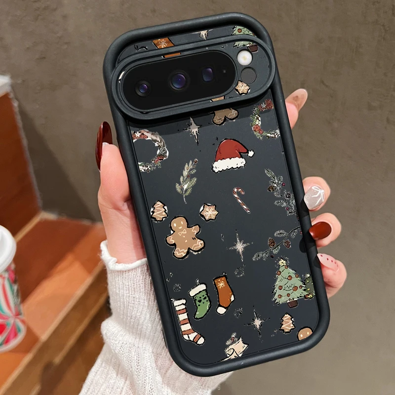 حافظة ريترو كارتونية لعيد الميلاد لهاتف جوجل بيكسل 9 8 7 برو 9A 8A 7A Funda Pixel 10 Pro XL غطاء سيليكون مقاوم للصدمات