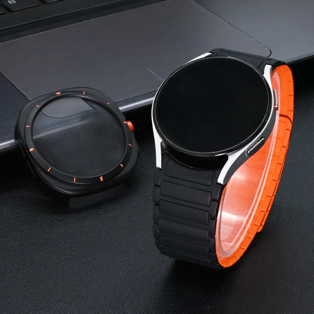 Tali Loop lembut untuk Samsung Galaxy 7, 6 44mm 40mm gelang silikon + casing plastik untuk Galaxy 6 7 40mm 44mm perubahan ke Galaxy Ultra