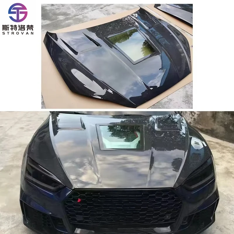 

STLF CLRAK Car Upgrade Carbon Fiber Transparent Engine Hood New Condition Fit for 2016-2024 A5 Wet Carbon Fiber