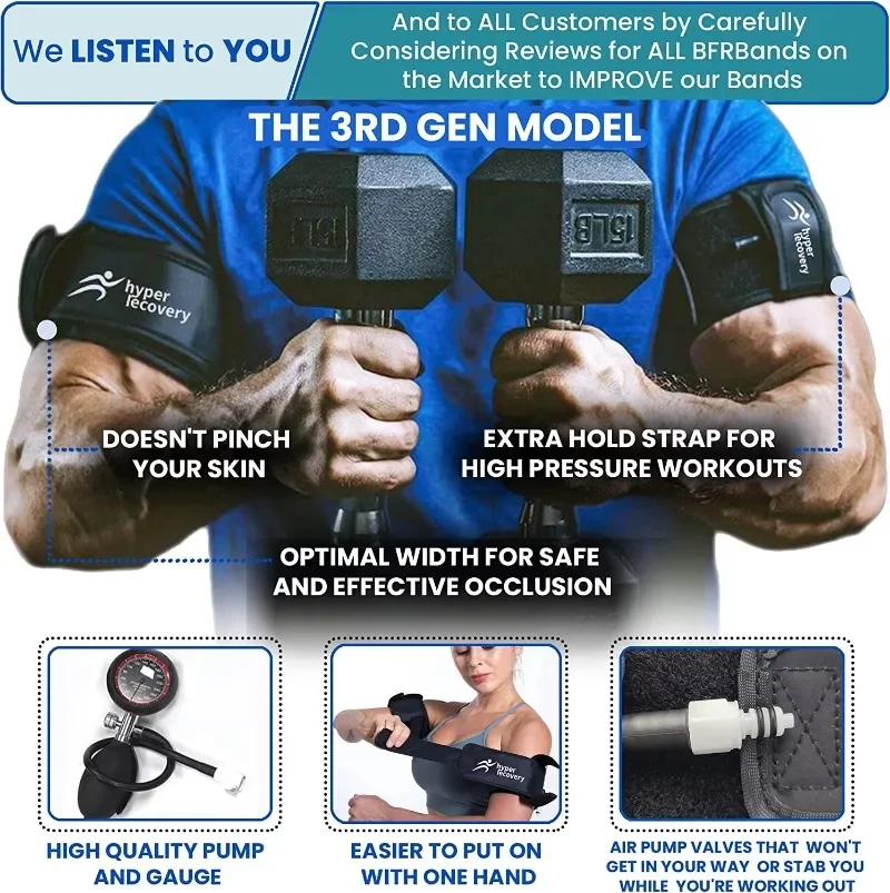 Portable BFR  Pump Blood Flow Restriction Tool for Post-Injury Muscle Recovery Physiotherapy Rehabilitation Fitness Equipment