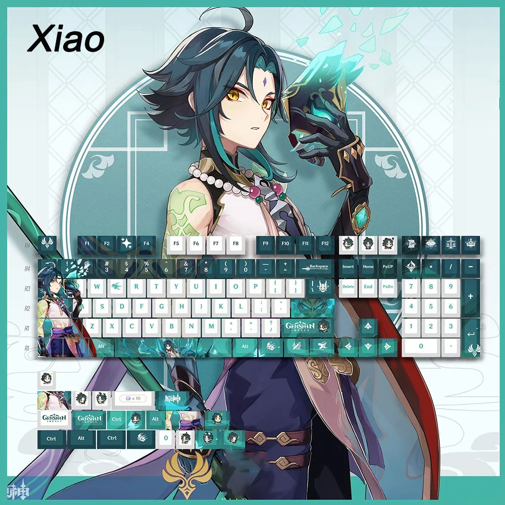 128 Tastenkappen für Genshin Impact und Honkai Impact 3, Cherry Anime Hu Tao Elysia PBT Cosplay Tastenkappen für MX-Schalter-Tastaturen – Detail 15