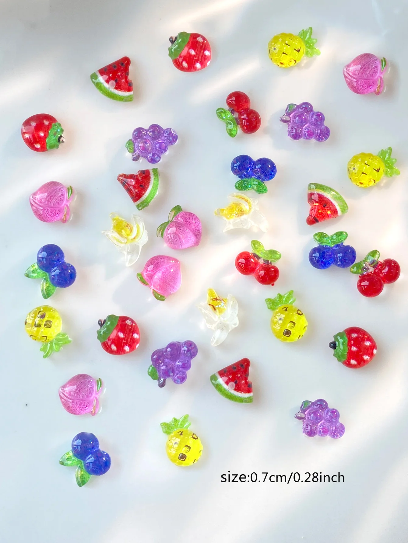 100 Uds mezcla agua melón fresa estilo coreano dijes para decoración de uñas 3D plátano piña uvas arándano resina accesorios para uñas