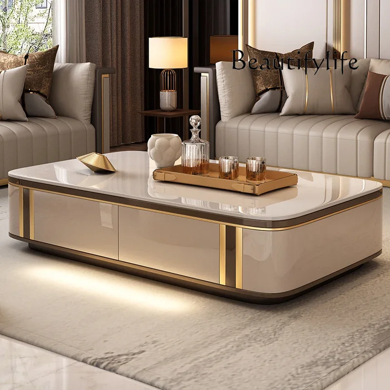 BJ S Rustic Nordic Coffee Table Designer Glass Top Minimalist Storage Coffee Table Living Room Modern Tavolino Da Salotto Furnit