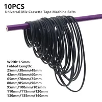 Cinta de Cassette Universal de 1,5mm de ancho, cinta de goma plana de accionamiento común surtida para grabadoras de CD y DVD, Walkman, 10 piezas