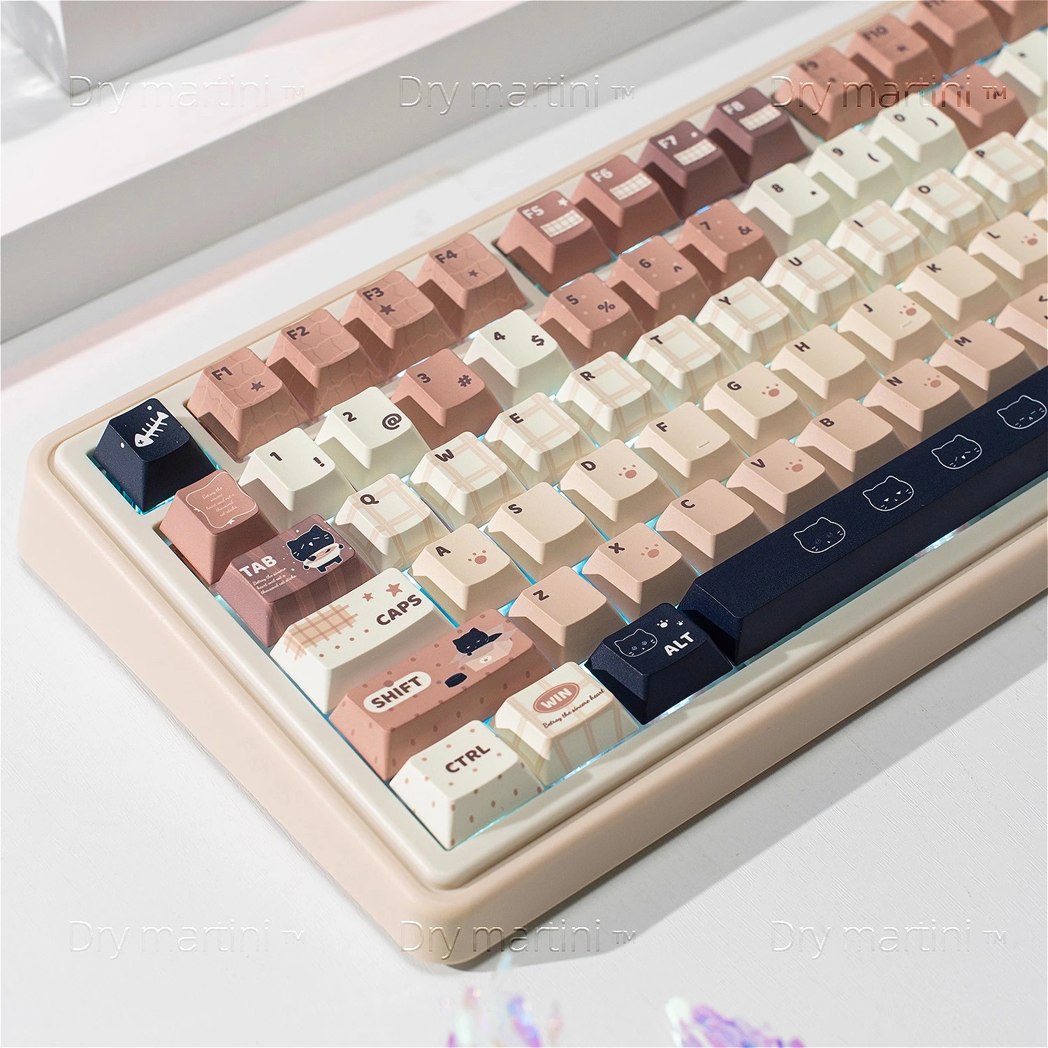 

Meow Meow Custom Keycaps | Kawaii Brown Sublimation | Mechanical Keyboard 61 68 75 87 100 108 Keys