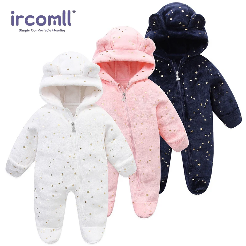 

Ircomll Newborn Baby Rompers Spring Autumn Warm Fleece Cute Infant Costume Kids Playsuit Jumpsuits Baby Clothes 0-2Y Outwear