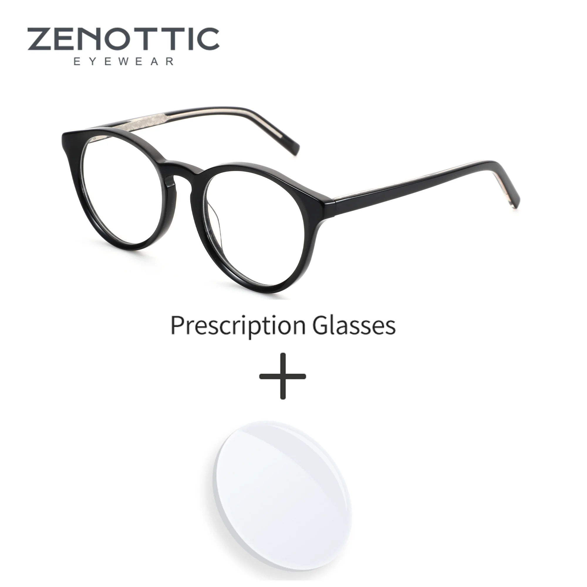 

ZENOTTIC S Size Trend Acetate Round Optical Lenses With Prescription Photochromic Myopia Glasses Man Women Progressive Lenses