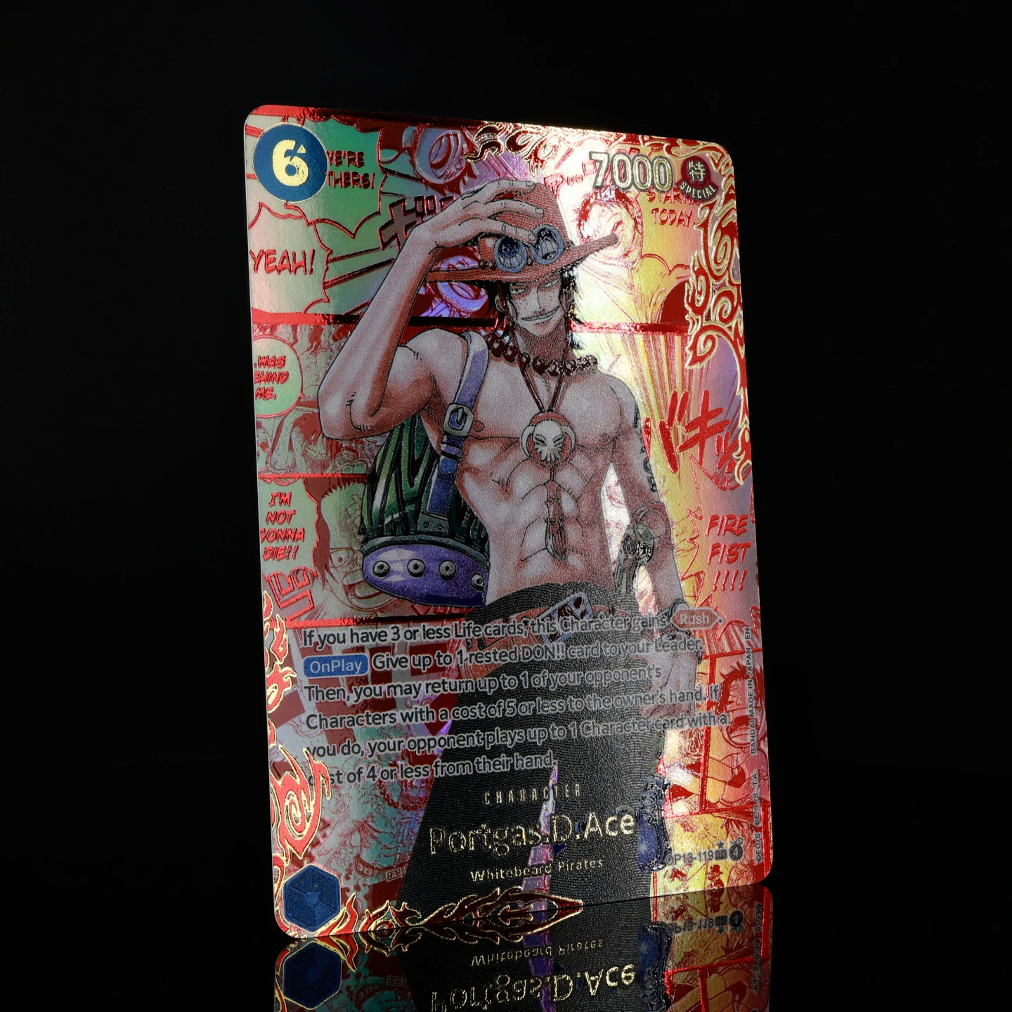 OP13 Red Manga Card One Piece TCG OPCG English 3 Brother Red Manga Ace Sabo Luffy Textured Foil Card with Hot Stamping Process