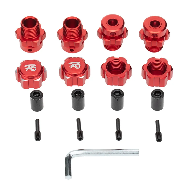 B63B-8Pcs 17Mm Hex Nuts Adapter Splined Wheel Hubs Extension Combiner For 1/10 Traxxas E-REVO SUMMIT RC Car Parts,Red