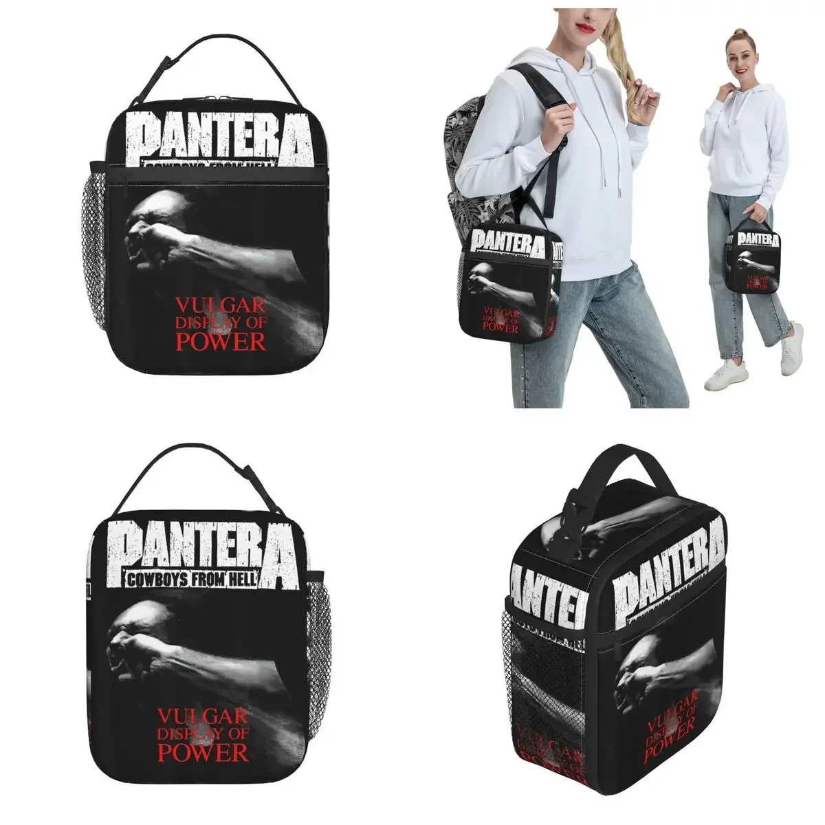 Lunch Boxes Pantera Vulgar Display Of Power Merch Heavy Metal Band Lunch Container Harajuku Cooler Thermal Bento Box For Travel