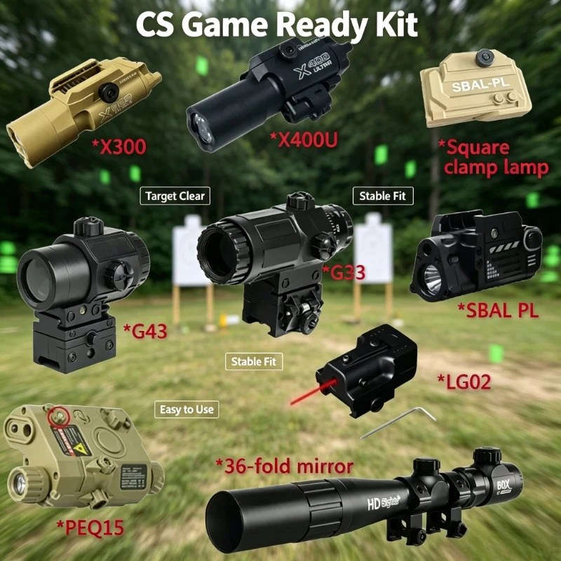 Multi‑Function Tactical Light Assembly PEQ15 X300 X400U,20mm Rail Mount Unit For Low‑Light CS Outdoor Exercise Scenarios