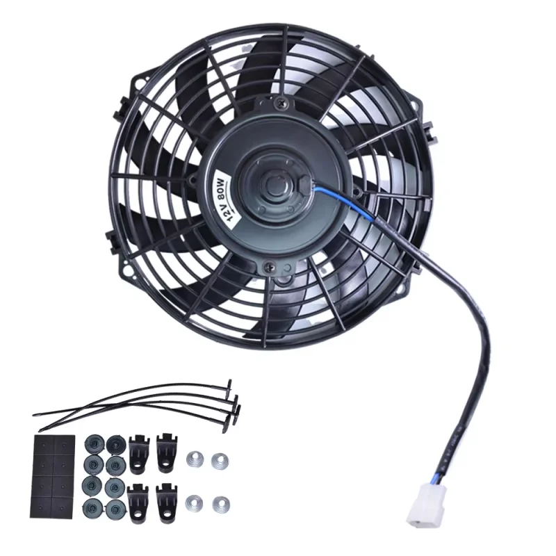 2pcs 9/12 Inch Universal 12V Puller Radiator Cooling Fan Outward Ventilation High Airflow Electric Motor Exhaust Fan Replacement Auto Condenser Cooling Fan Kit for Car Truck SUV RV Engine Bay AC Cooling System Repair Parts Automobile Engine Exhaust Fan