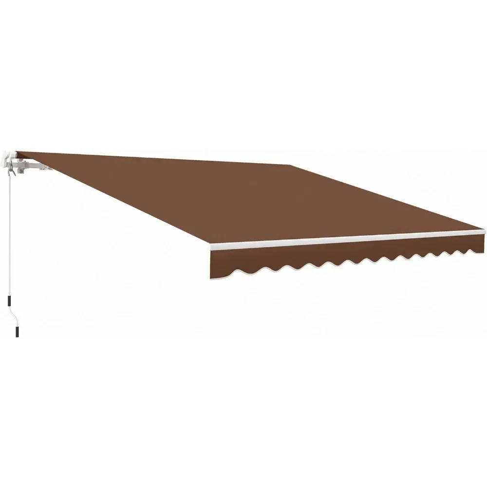 

Retractable Awning Patio Awnings Sun Shade Shelter with Manual Crank Handle, Water-Resistant Fabric and Aluminum Frame