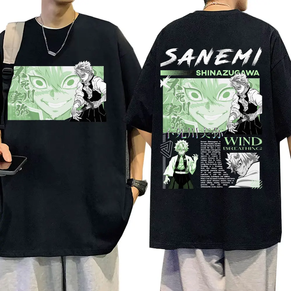 

Anime Demon Slayer Shinazugawa Sanemi 2025 Merch T-shirt Men Women Fashion Oversized Streetwear Male Casual Soft Cotton T Shirts