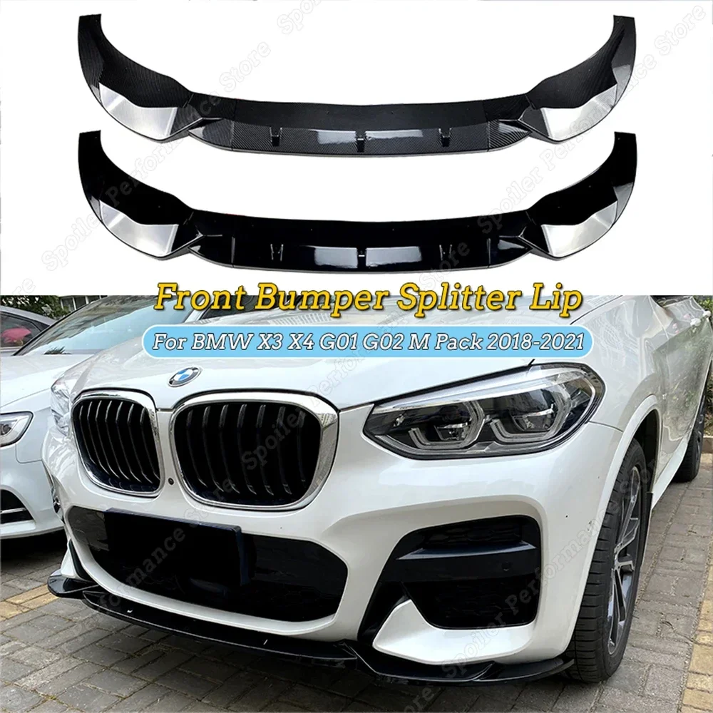 For BMW X3 X4 G01 G02 M Pack Car Front Bumper Splitter Lip Spoiler Diffuser Guard Body Kit Cover 2018 2019 2020 2021 Tuning New