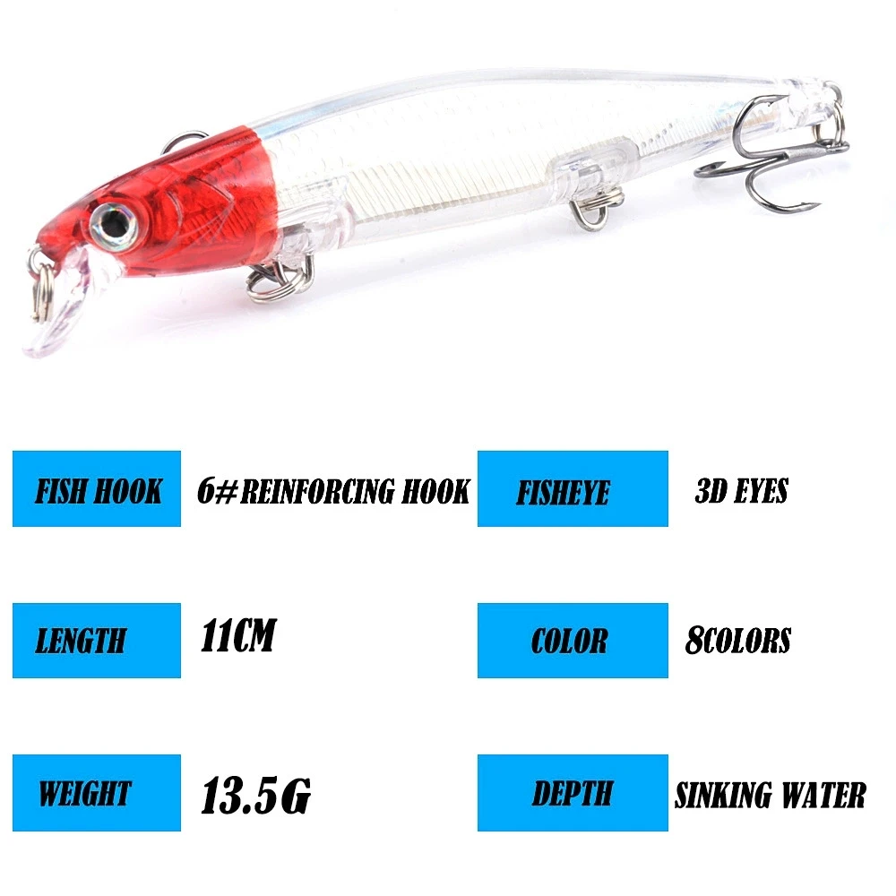 1pc Laser Sinking Minnow Fishing Lure 11cm/13.5g Long Cast Trolling Artificial Hard Bait Jerkbait Pike Carp Fishing Tackle - view 3