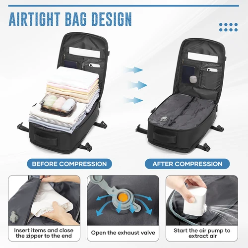 Imagen 2 del producto Mochila de Viaje con Compresión al Vacío, Equipaje de Mano para Cabina de Avión Easyjet, Mochila para Portátil para Hombre y Mujer, Regalos para Hombre