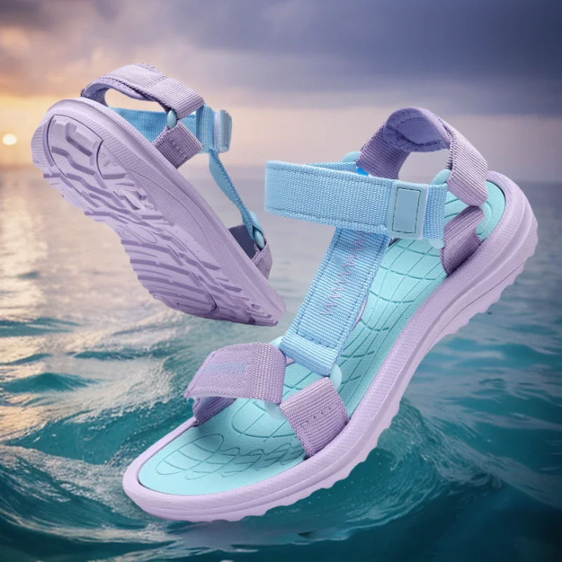 Summer Outdoor Kids Boys Girls Sandals Casual Anti-Slip Bottom Soft Hiking Beach Flat Shoes Outsole for Children Size30-38