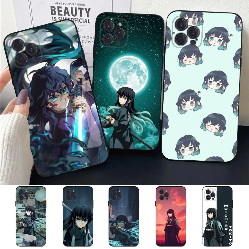 M-Muichiro Tokito Demon Slayer Phone Case For Apple iPhone 15,14,13,12,11,XS,XR,X,8,7,Pro,Max,Plus,mini Silicone Black Cover