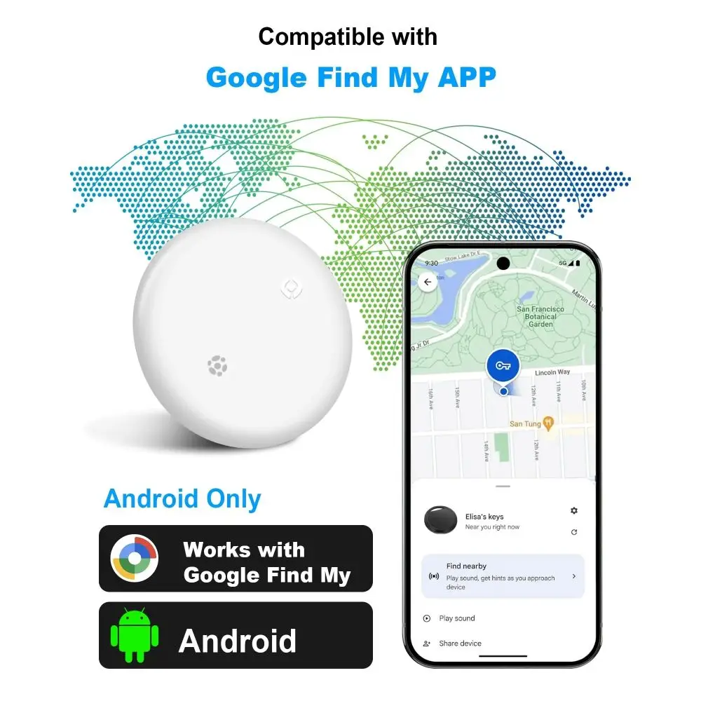 

Android Air Tags Смарт-трекер Bluetooth с устройствами Google Find Hub 2025 Смарт-тег Водонепроницаемый локатор для ключей, багажа