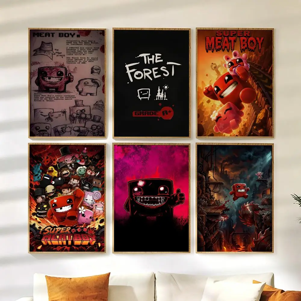 Super M-Meat Boy Poster Wall Stickers HD Painting Self Adhesive Art Decals for Bedroom Living Room Home Decor