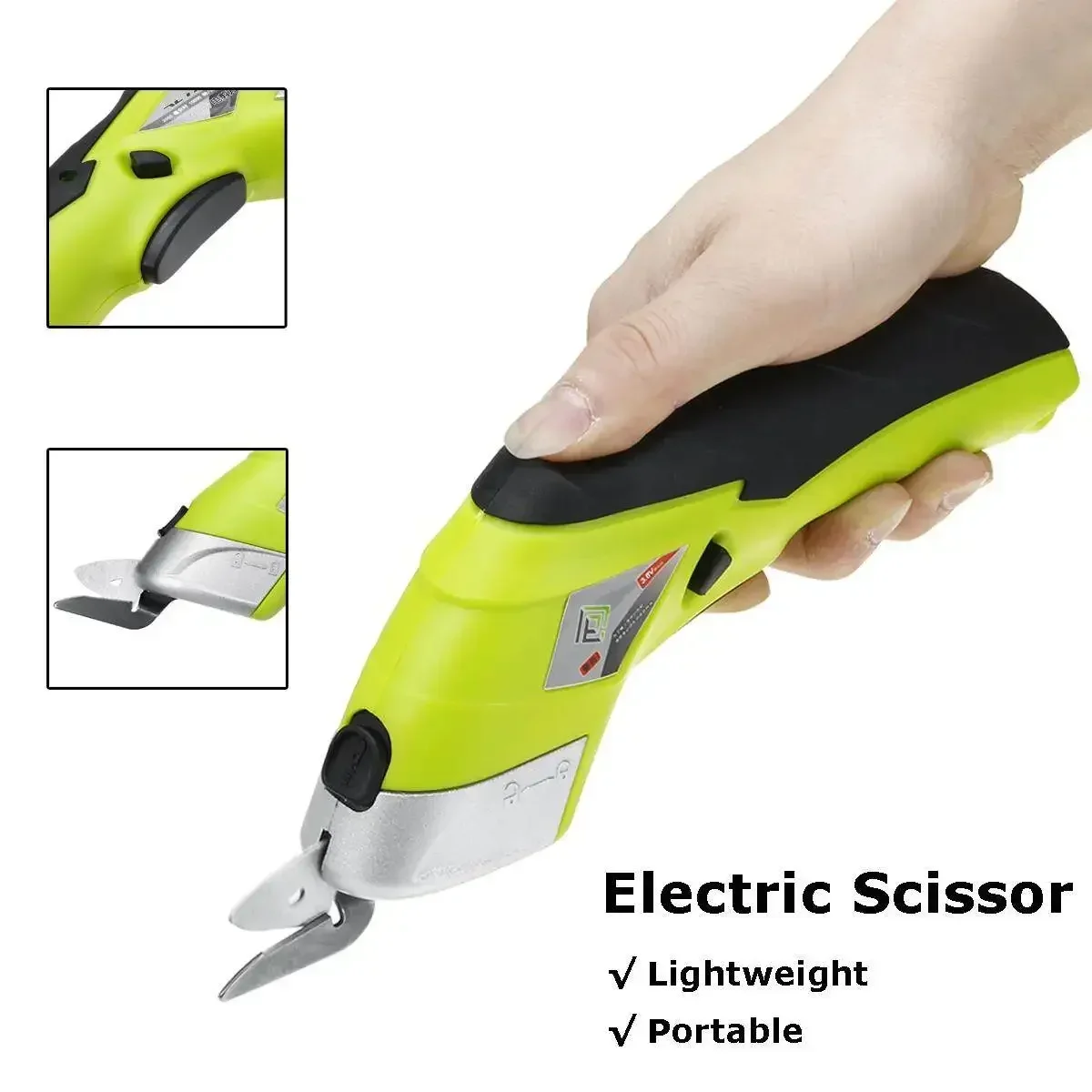 

Potable Electric Scissor Auto Cutter Cordless with 2 Blades Simplicity Household 110-220V cutting garment/underwear/leather