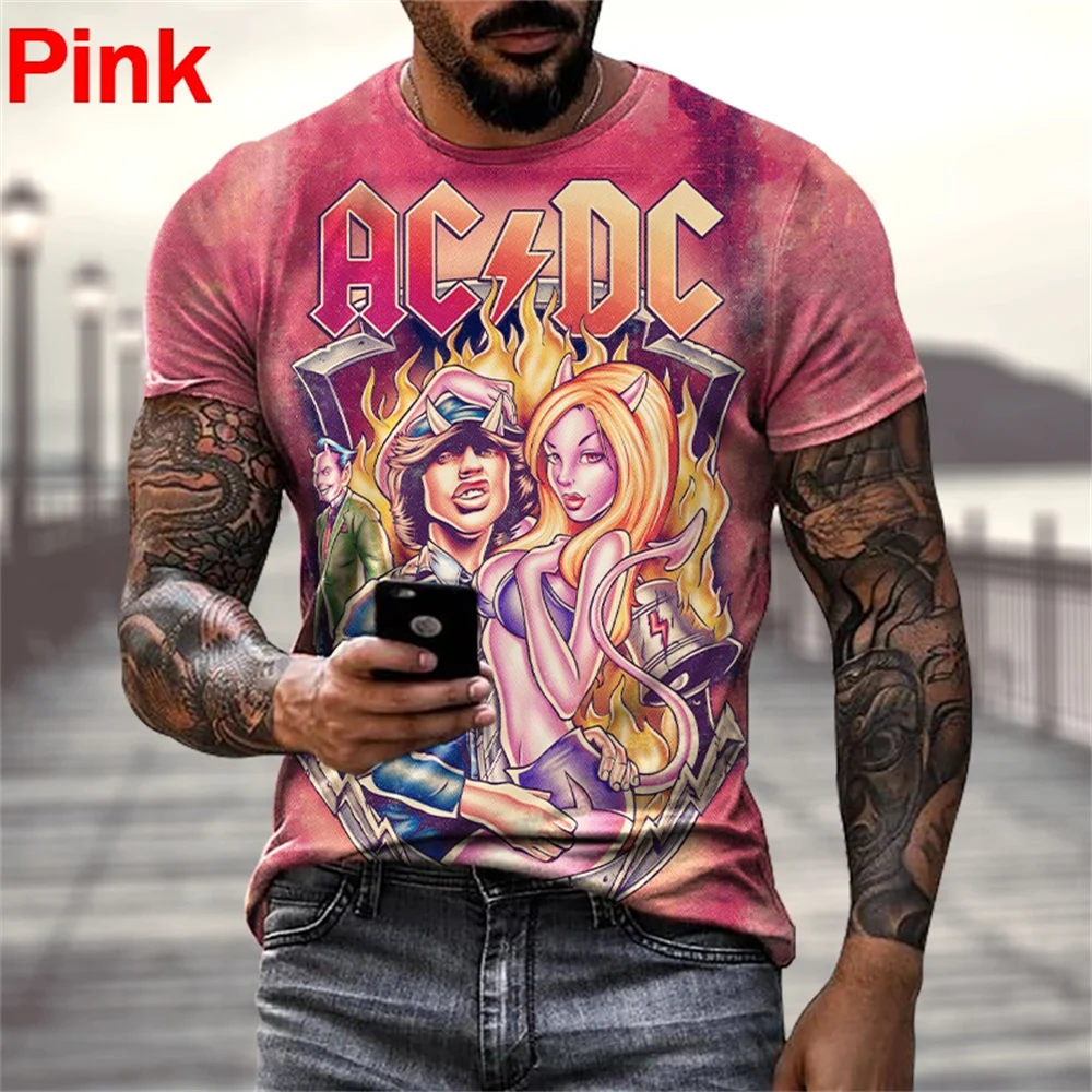 New Personality Fashion Graphic T-shirt Rock ACDC Music Men/Women Print T-Shirts Hip Hop 3D Short Sleeve Casual Shirt Tees Tops