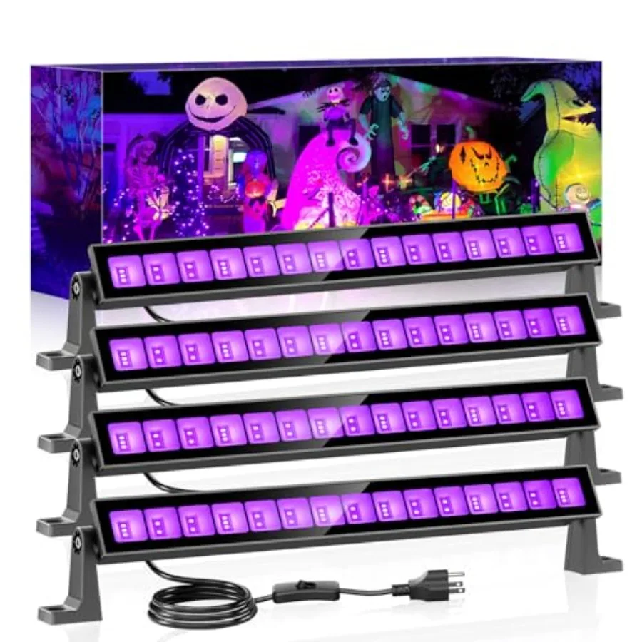 5W LED Black Light BarBlack Lights for Glow Party Waterproof Blacklight with Plug and Switch Halloween Light for Glow in The Da