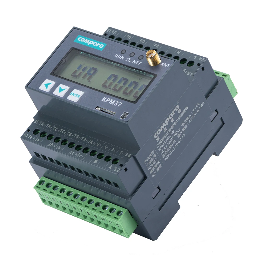 عداد DIN Rail الذكي مع توصيل 4G ومستشعر تيار لتحليل الطاقة 100A
