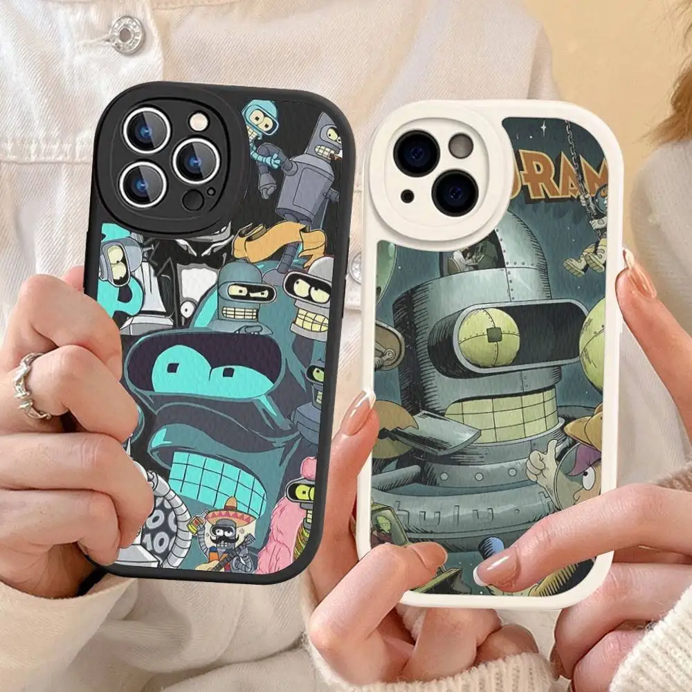 

Funny Robot B-Benders Leather Phone Case For IPhone 15 14 13 Pro Max 12 11 16 Plus Phone Cover