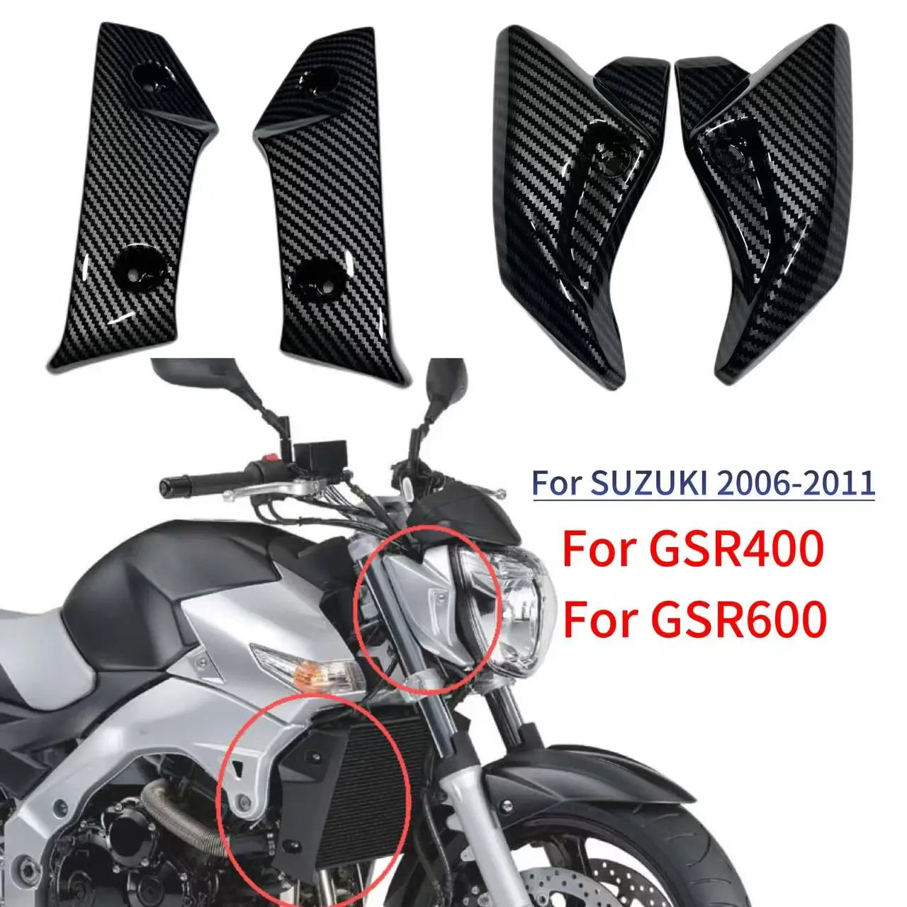 Fit For SUZUKI GSR400 GSR600 2006-2011 Motorcycle Side Panel Fairing Radiator Water Tank Cover Front Headlight Side Cover