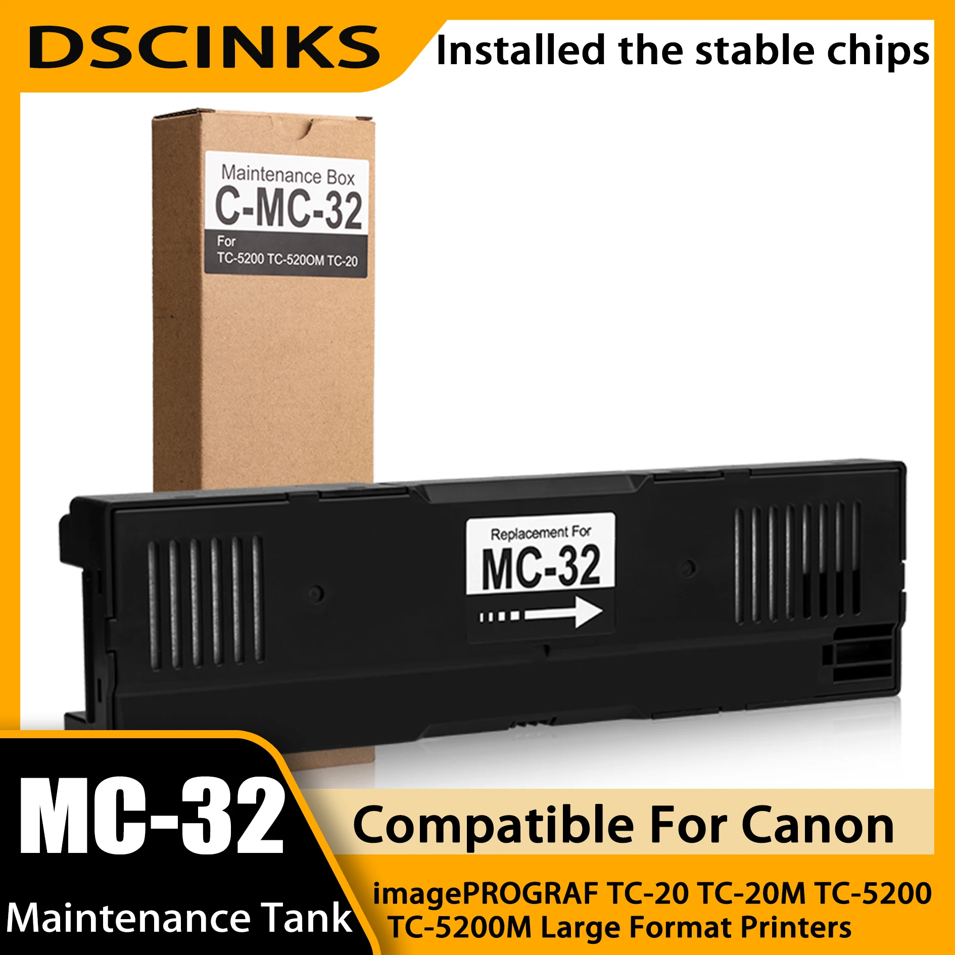 

MC-32 Maintenance Cartridge Replacement for Canon TC-20 TC-20M TC-5200 TC-5200M Large Format Printers Ink Waste Tank With Chip