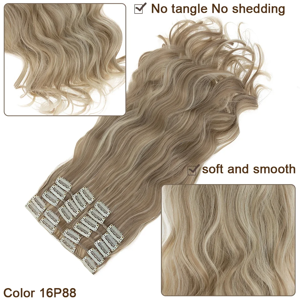 BENEHAIR 180g 12PCS Wavy Clip in Hair Extensions 22\