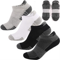 3 Pairs Soft Towel Sole Thick Breathable Exercise Socks Sports Running Hiking Cotton Boat Ankle Socks Plus Size EUR35-50 US5-15