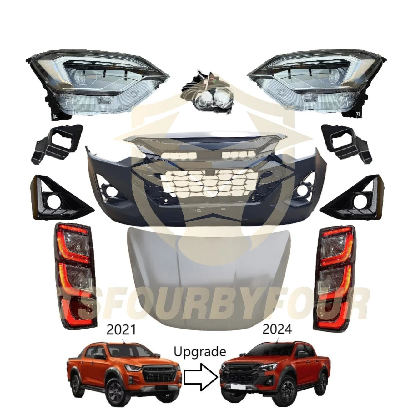 

4X4 комплект конверсионного кузова передний бампер Facelift Refit Bodykit для Dmax D-max 2021 до 2024 обновление кузова